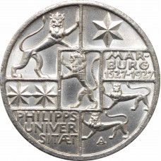 Weimar Republic 3 reichsmark 1927 A, UNC, "Philipp University in Marburg"