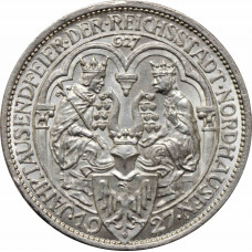 Веймарская Республика 3 рейхсмарки 1927 г. A, UNC, "1000 лет Нордхаузену"