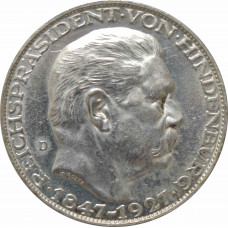 Weimar Republic Karl Goetz Medal 1927 D, UNC, "Hindenburg 80th Birthday"