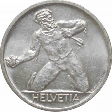 Швейцария 5 франков 1944 г. B, UNC, "500 лет Битве у Сент-Якоба"