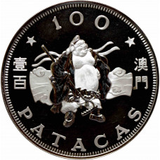 Macau 100 patacas 1983, BU, "Chinese Zodiac - Year of Pig" silver coin BOX/COA