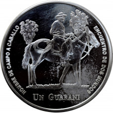 Paraguay 1 guarani 2000, PROOF, "IV Ibero-America - Man on Horseback" silver