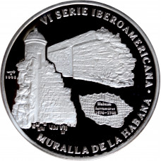 Cuba 10 pesos 2005, PROOF, "Ibero-America - Muralla de la Habana" silver coin