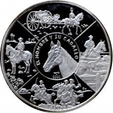 Cuba 10 pesos 2000, PROOF, "Ibero-America - Man and Horse" silver coin
