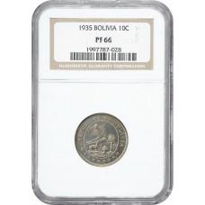 Bolivia 10 centavos 1935, NGC PF66, "Republic of Bolivia (1870 - 1963)"