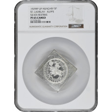 Hungary 5 pengo 1929 BP UP, NGC PF65 CAM KLIPPE RESTRIKE, "Saint Ladislav"