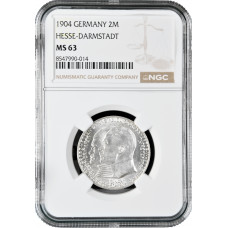 Hesse-Darmstadt 2 mark 1904, NGC MS63, "400th Anniversary - Birth of Philip I"