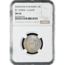 Danish West Indies 10 cents ND (1888-1892), NGC MS64, "G. Leviti (St. Thomas)"