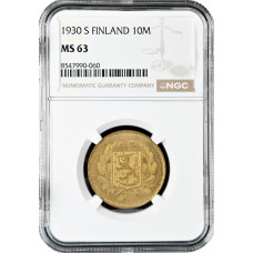 Finland 10 markkaa 1930 S, NGC MS63, "Republic of Finland (Suomi) (1918 - 1962)"