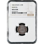 Испания 1/10 реала 1853 г., NGC MS65 BN, "Королева Изабелла II (1847 - 1864)" Top Pop