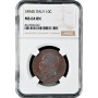 Italy 10 centesimi 1894 R, NGC MS64 BN, "King Umberto I (1878 - 1900)"