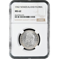 New Zealand 2 shillings (florin) 1942, NGC MS62, "King George VI (1937 - 1952)"