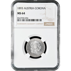 Austria 1 corona 1893, NGC MS64, "Emperor Franz Joseph I (1848 - 1916)"