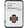 Бразилия 10 рейсов 1869 г., NGC MS64 BN, "Император Педро II (1831 - 1889)"