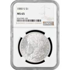 USA 1 Dollar 1880 S, NGC MS65, "Morgan Dollar" silver coin