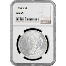 USA 1 Dollar 1880 S, NGC MS65, "Morgan Dollar" silver coin