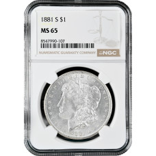 USA 1 Dollar 1881 S, NGC MS65, "Morgan Dollar" silver coin