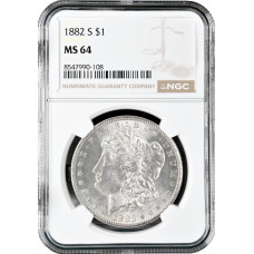 USA 1 Dollar 1882 S, NGC MS64, "Morgan Dollar" silver coin