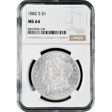 USA 1 Dollar 1882 S, NGC MS64, "Morgan Dollar" silver coin