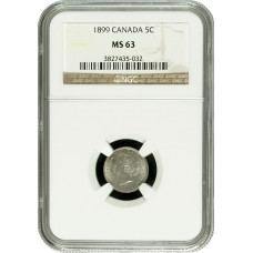 Canada 5 cents 1899, NGC MS63, "Queen Victoria (1858 - 1901)" silver coin