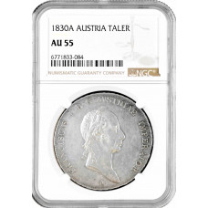 Österreich 1 Taler 1830 A, NGC AU55, "Kaiser Franz II (1804 - 1835)" Silbermünze
