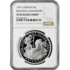 Great Britain 2 pounds 1997, NGC PF69 UC, "10th anniversary of Britannia issue"