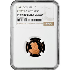 Dominikanische Republik 1 Centavo 1986, NGC PF69 RD UC, "Republik  (1937-2024)"