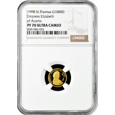 St. Thomas & Prince Island 1000 dobras 1998, NGC PF70 UC, "Empress Elisabeth"