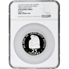 Costa Rica 25 colones 1970, NGC PF63 UC, "25th Anniv. - Social Legislation"