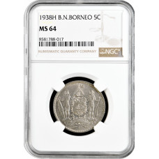 Britisch-Nordborneo 5 Cent 1938, NGC MS64, "Britisches Protektorat (1882-1941)"