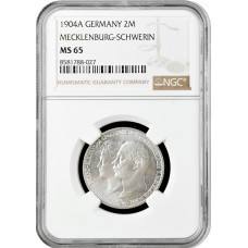 Mecklenburg-Schwerin 2 mark 1904, NGC MS65, "Wedding of Duke Friedrich Franz IV"