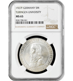 Weimarer Republik 5 Reichsmark 1927 F, NGC MS65, "450 Jahre Universität Tübingen"