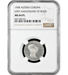 Österreich 1 Krone 1908, NGC MS64 PL, "60-jähriges Regierungsjubiläum" Pop 2/1