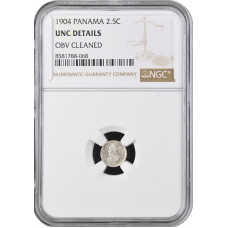 Панама 2 1/2 сентесимо 1904 г., NGC UNC Det., "Республика Панама (1904 - 1960)"