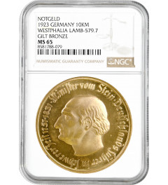Westphalia 10000 Mark 1923, NGC MS65 NOTGELT, "Freiherr vom Stein"