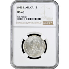 Британская Восточная Африка 1 шиллинг 1925 г., NGC MS65, "Король Георг V (1911 - 1937)"