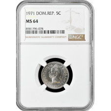 Dominican Republic 5 centavos 1971, NGC MS64, "Republik  (1937 - 2023)"