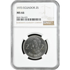 Ecuador 2 Sucres 1973, NGC MS66, "Republik Ecuador (1919 - 1987)"
