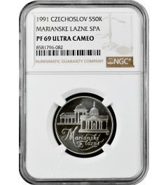 Чехословакия 50 крон 1991 г., NGC PF69 UC, "Марианске-Лазне" Top Pop