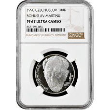 Czechoslovakia 100 korun 1990, NGC PF67 UC, "Bohuslav Martinu" silver coin