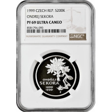 Czech Republic 200 korun 1999, NGC PF69 UC, "Ondrej Sekora" Top Pop 1/0