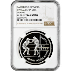 Albania 10 leke 1992, NGC PF69 UC, "Barcelona Olympics - Boxing" Top Pop