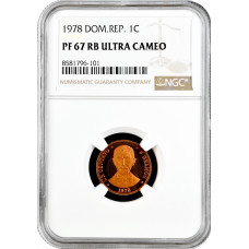 Dominikanische Republik 1 Centavo 1978, NGC PF67 RB UC, "Republik  (1937-2022)"