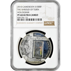 Kamerun 1000 Franken 2010, NGC PF68 UC, "Das Turiner Grabtuch" Silbermünze