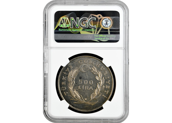 Turkey 500 lira 1984, NGC MS66, "F.A.O. - World Fisheries Conference" Cu-Ni