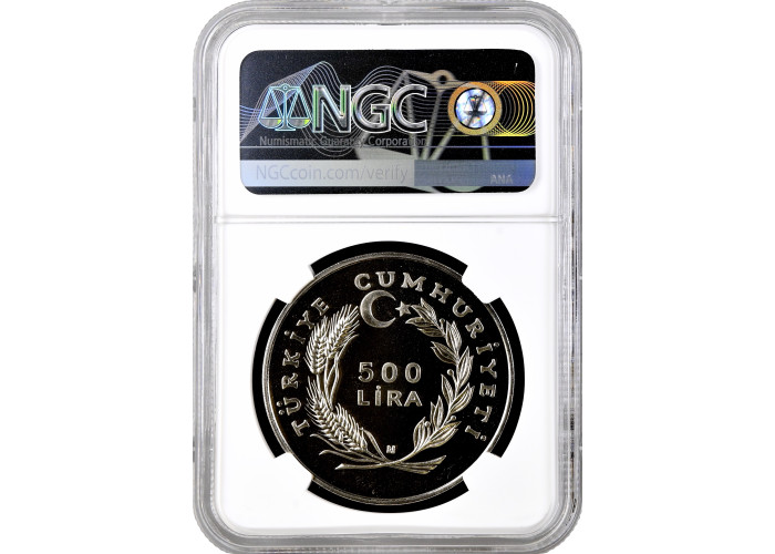 Turkey 500 lira 1984, NGC MS69, "F.A.O. - World Fisheries Conference" Cu-Ni Top