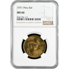 Peru 1 Sol 1971, NGC MS66, "Republik Peru (1918 - 1985)" Top Pop 1/0