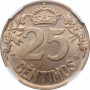 Spanien 25 Centimos 1925, NGC MS64, "König Alfonso XIII (1886 - 1931)"