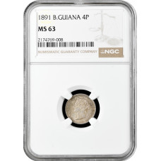 British Guiana 4 pence 1891, NGC MS63, "Queen Victoria (1891 - 1901)"
