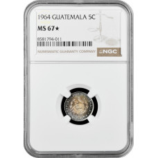 Гватемала 5 сентаво 1964 г., NGC MS67★, "Республика Гватемала (1949 - 2017)"